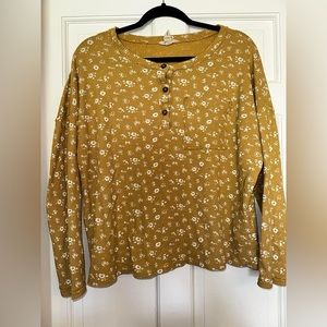 Madewell Waffle knit Henley floral pj set- size M